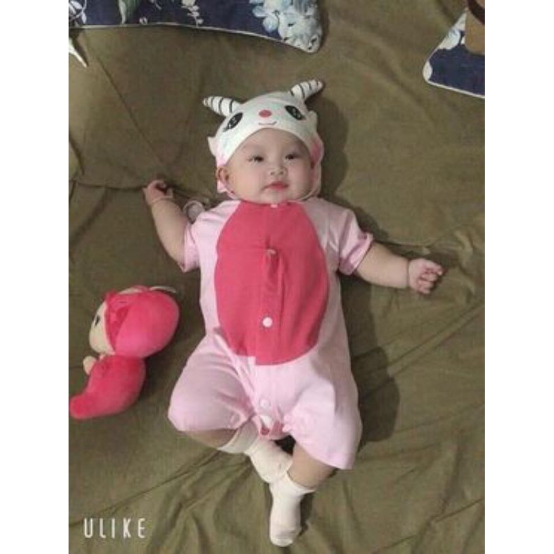 Body thú cho bé- cừu hồng cộc tay