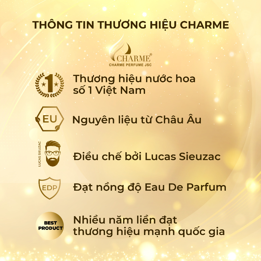 Nước hoa nam cao cấp, Charme N0.1 Peace, cho người đàn ông lịch lãm, yêu thích sự nhẹ nhàng, 15ml