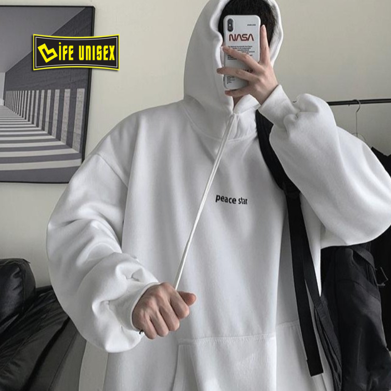 Áo Khoác Nỉ Hoodie PEACE STAR Nam Nữ Ulzzang Unisex, Áo Khoác Nỉ Form Rộng LIFE UNISEX