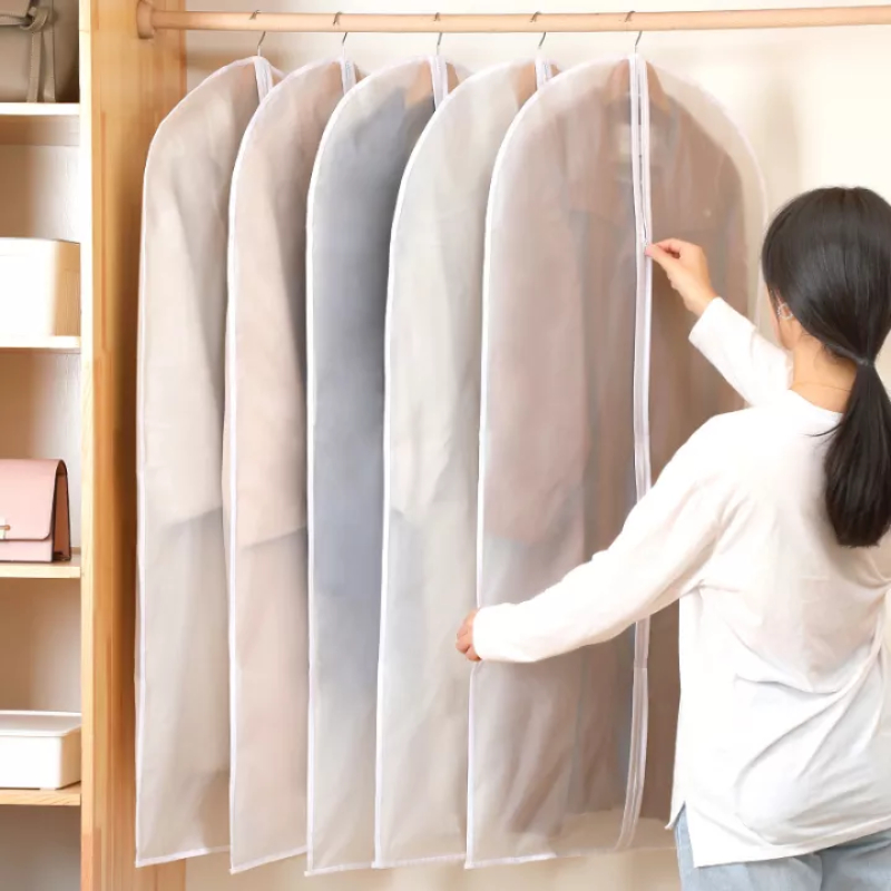 Túi bọc quần áo treo tủ chống bám bụi, chống thấm, chống côn trùng loại dày co khóa kéo/ Túi trùm quần áo bảo vệ quần áo