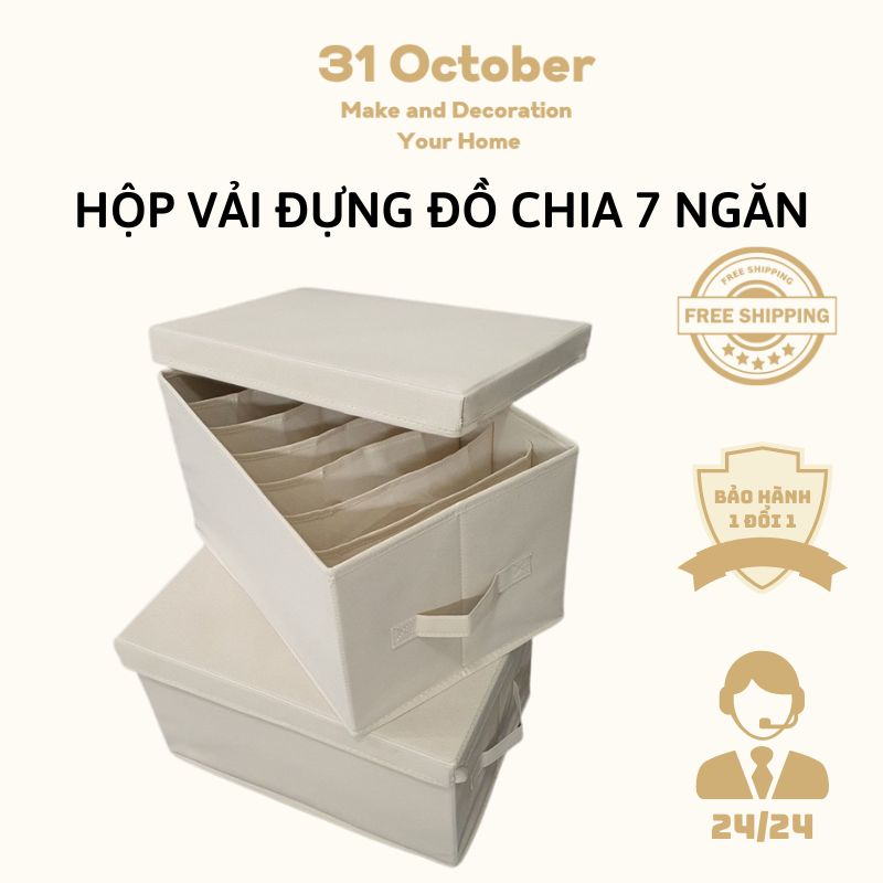 Hộp Đựng Quần Áo Chia Ngăn - Túi Vải Đựng Đồ Có Ngăn Xếp Gấp Gọn Tiện Lợi Chống Thấm Nước