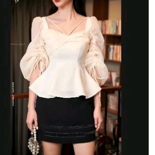 Áo peplum Lép tay voan phồng nơ size S newtag