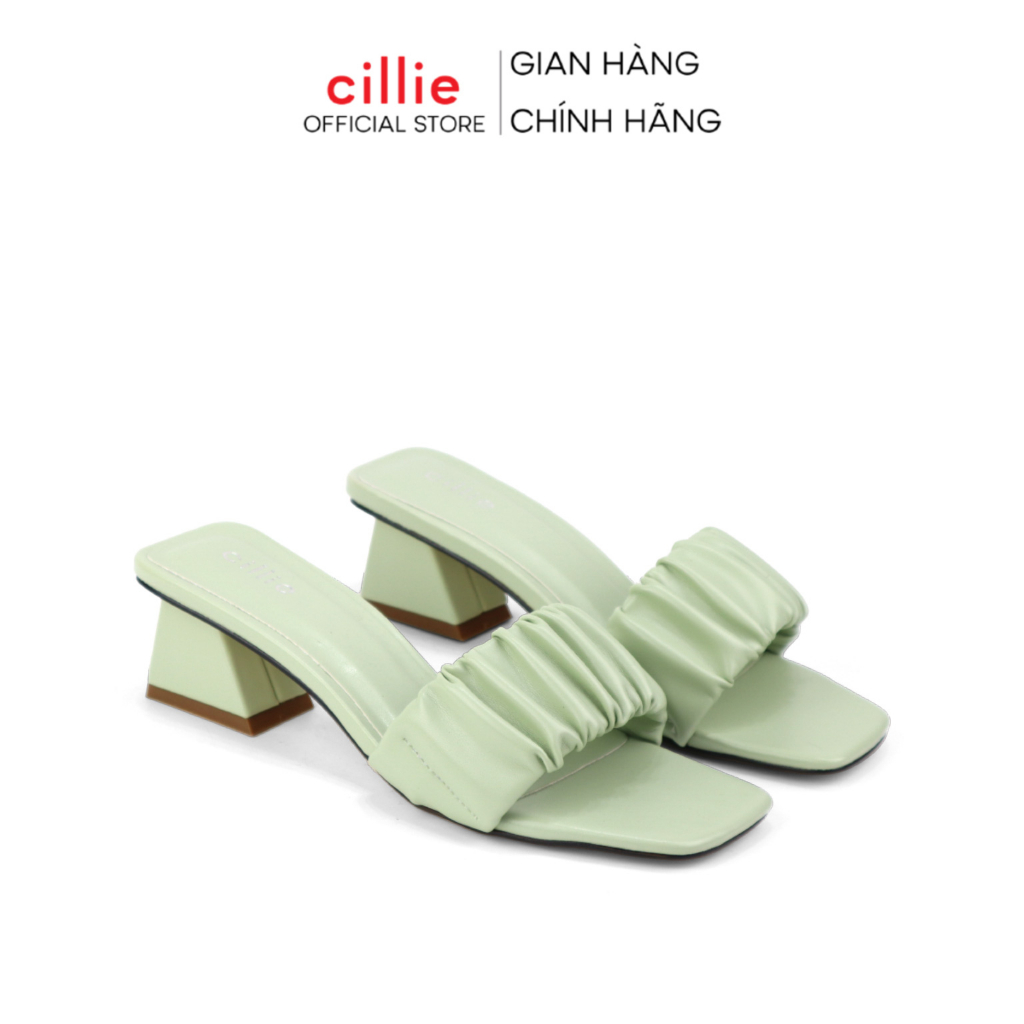 Guốc nữ quai ngang nhúng bèo tiểu thư màu pastel nhẹ nhàng đế vuông 5cm đi chơi đi dạo Cillie 1138