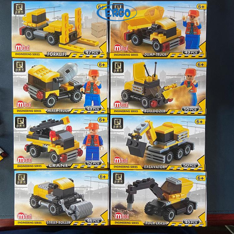 Đồ chơi xếp hình lego xe xúc, xe cẩu, xe công trường