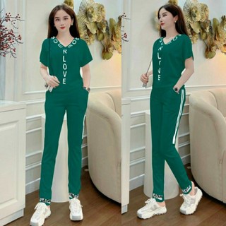 Bộ Thể Thao Nữ - Đồ Bộ Mặc Nhà Form Rộng Quần Ống Bo Họa Tiết Thêu Hoa Chất Thun Cotton