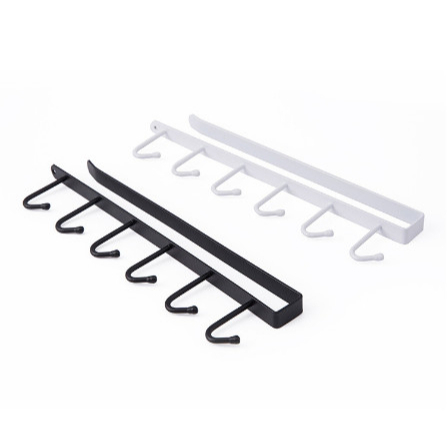 Thanh 6 móc treo nhà bếp, móc treo đồ gắn tủ tiết kiệm không gian- THANH 6 MÓC INOX NẸP