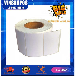 Giấy in mã vạch thường 100x150 cuộn 50m 1tem/ hàng, in bằng máy in mực