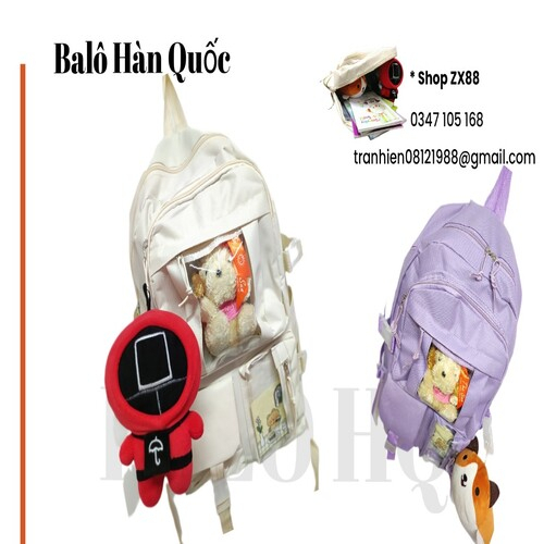 Ba lô Nữ Hàn Quốc dành cho học sinh cấp 2,3 mặt ngoài phối Mica và mẫu thiết kế cực kỳ xinh xắn dễ thương