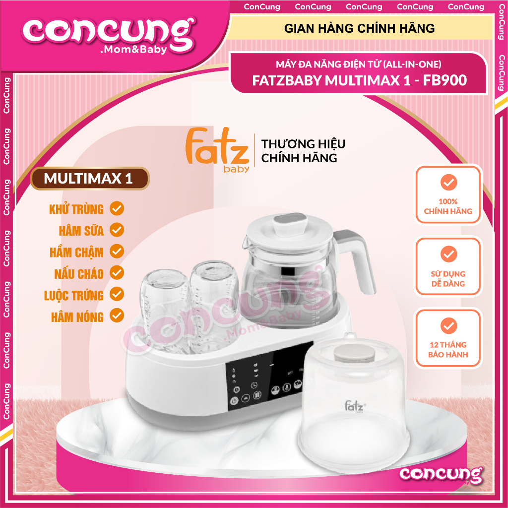 Máy Hâm Sữa, Hâm Cháo, Nấu Cháo, Tiệt Trùng Và Đun Nước FATZ MULTIMAX 1 - FB9002SJ - Bảo hành 12 tháng