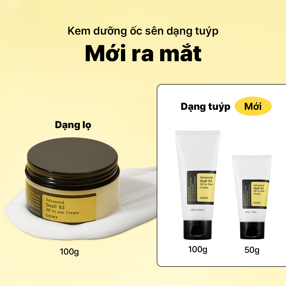 [COSRX OFFICIAL] Kem dưỡng ốc sên COSRX dạng tuýp 100g/50g với 92% dịch ốc sên