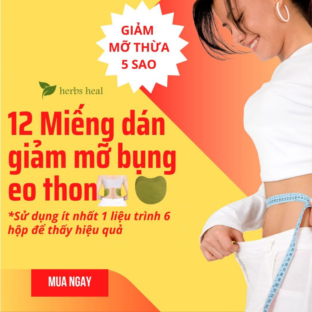 Hộp 12 miếng dán giảm cân, dán tan mỡ bụng eo thon, Dán giảm mỡ Detox