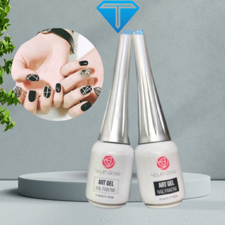 Cọ gel vẽ nét móng HOA HỒNG sét 9 màu , Bộ sơn gel vẽ nét trang trí móng nail