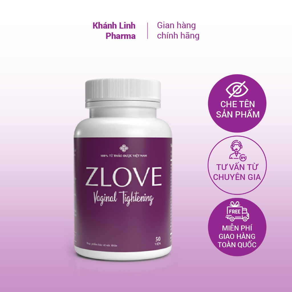 Zlove- Viên uống se khít, bôi trơn làm hồng vùng kín, tăng cường estrogen, cân bằng nội tiết GrowGreeAz( hộp 50 viên )