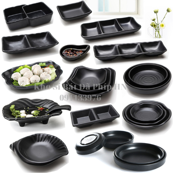 Bát nước chấm, đĩa đựng gia vị, đĩa chấm 2 3 ngăn Phíp Melamine