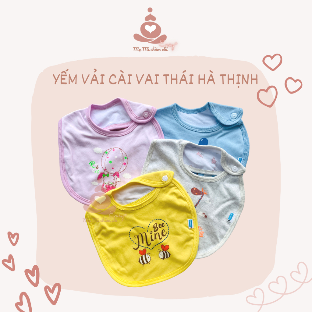 Yếm Cho Bé Sơ Sinh Có Nút Cài Vai 100% Cotton Thái Hà Thịnh