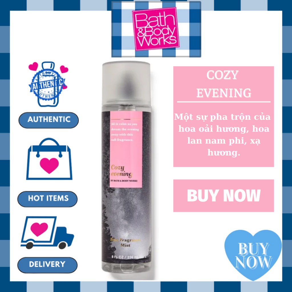 Xịt Thơm Cozy Evening Bath And Body Works - Body Mist 236ml