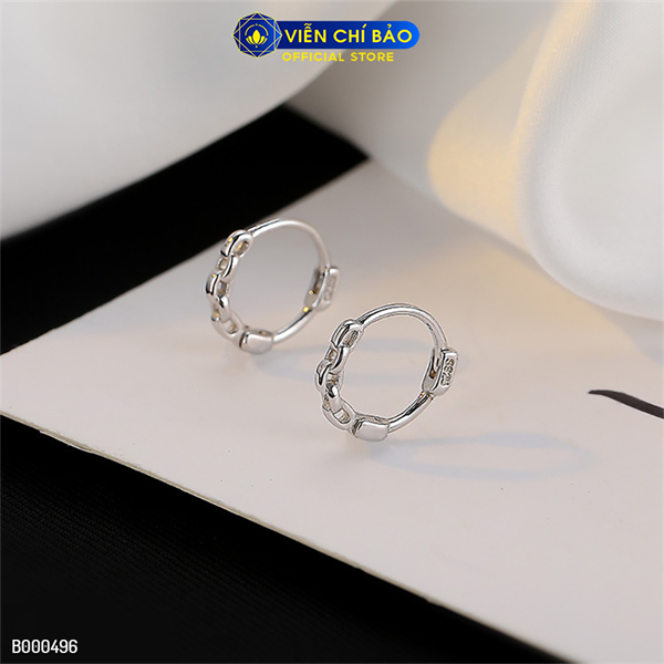 Bông tai xích tròn chất liệu bạc Thái 925 thời trang phụ kiện trang sức nữ Viễn Chí Bảo B000496