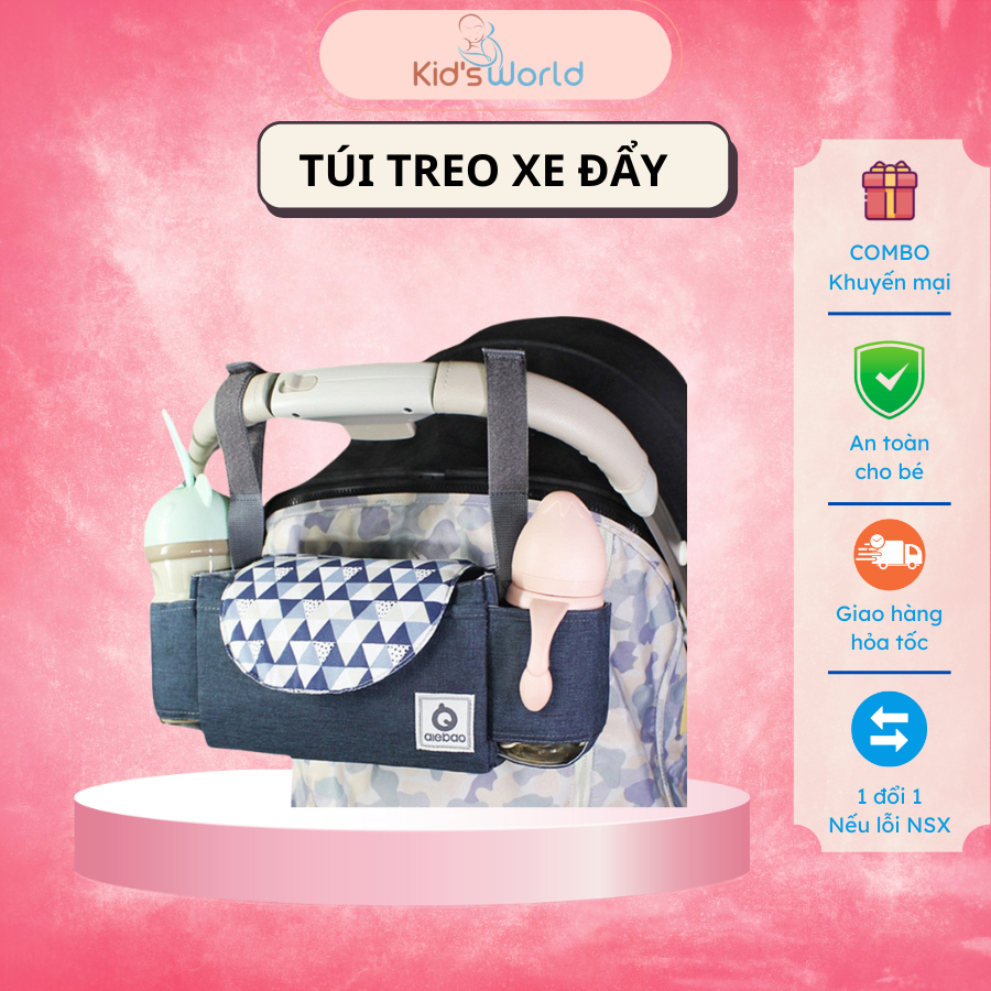 Túi treo xe đẩy Aiebao A8003 túi đựng sữa, túi đựng đồ đa năng xe đẩy cho bé thời trang