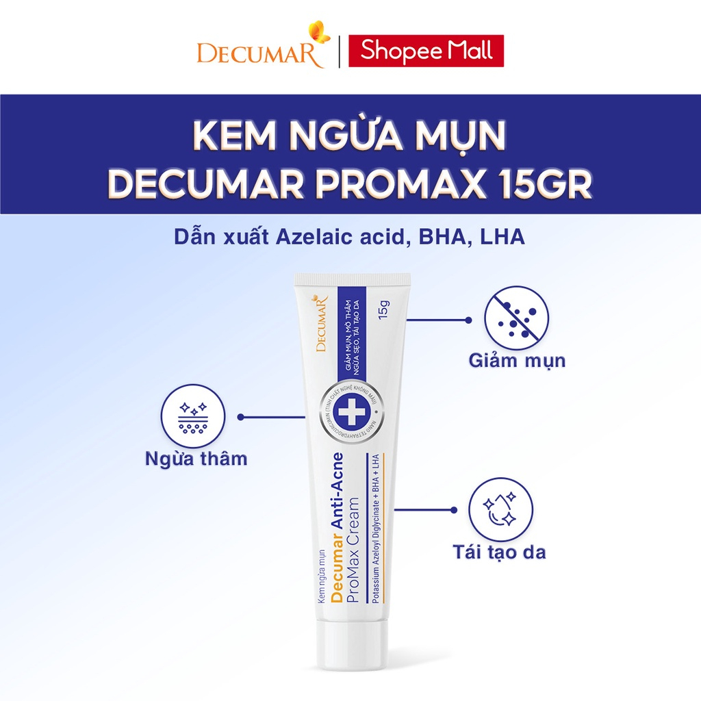 Kem ngừa mụn, mờ thâm, ngừa sẹo,tái tạo da Decumar Anti-acne Promax Rream 7g/15g - DH Beauty