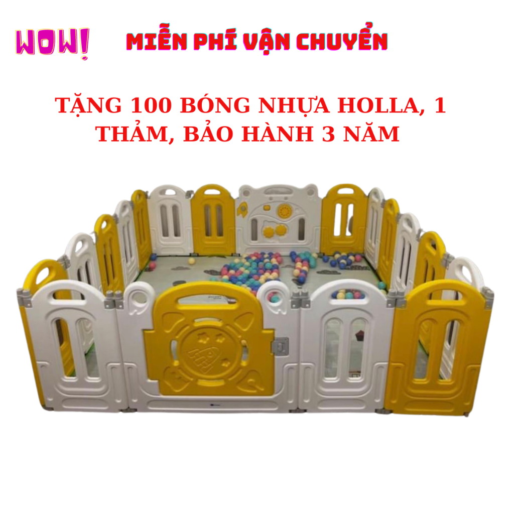 Quây cũi nhựa gấp gọn VŨ TRỤ TẶNG 100 bóng 1 thảm