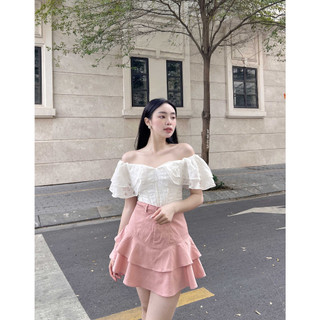 Goût de jun - áo croptop tay phồng thiết kế tay cánh tiên - chloe top