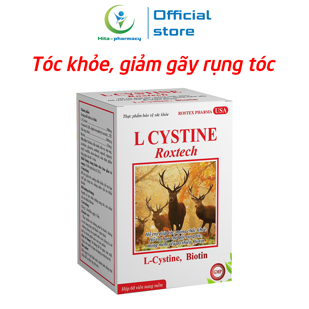 L-Cystine Roxtech bổ sung biotin khỏe tóc, mọc tóc nhanh, giảm gãy rụng tóc - 60 viên [L-Cystine Roxtech]