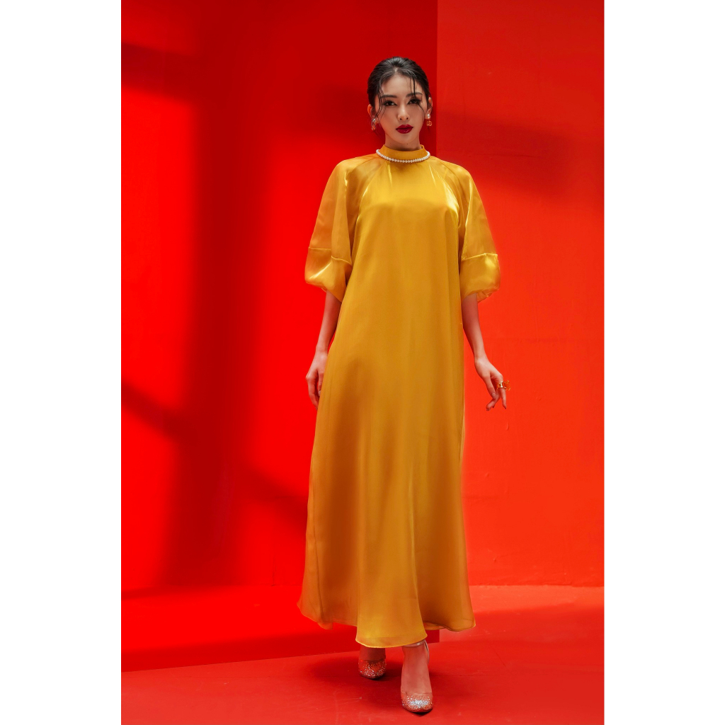 Đầm Little SaiGon Silk Dress HUONG BOUTIQUE HBV1229 - Màu vàng