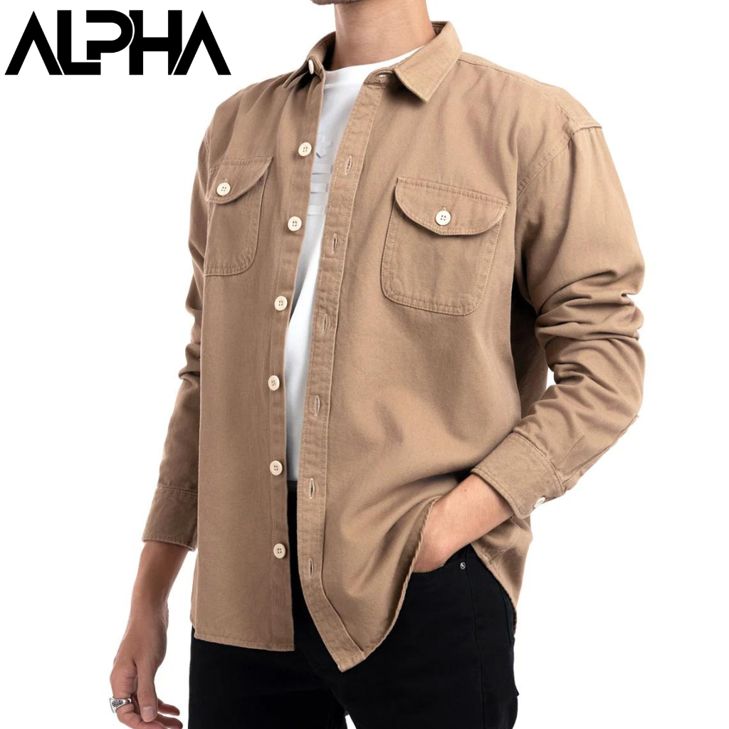 Sơ mi nam kaki 2 túi GEN ALPHA , chất vải kaki dày dặn, form slimfit thoáng mát GEN095