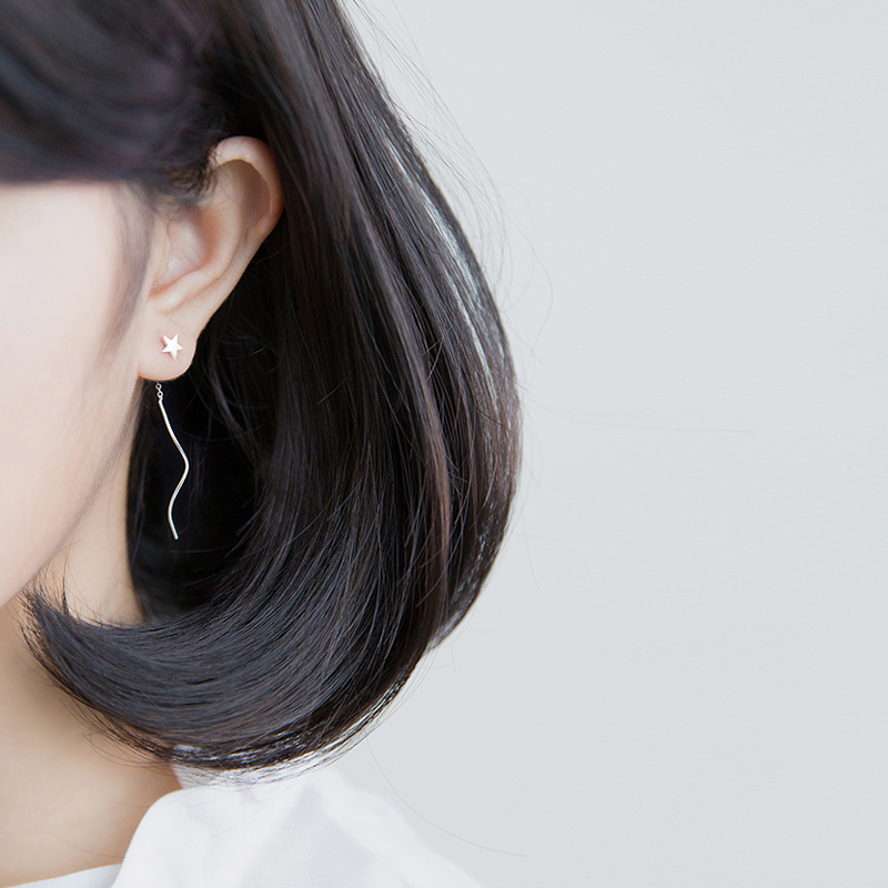 Bông tai ngôi sao bạc dài dạng thả ANNIE - B35
