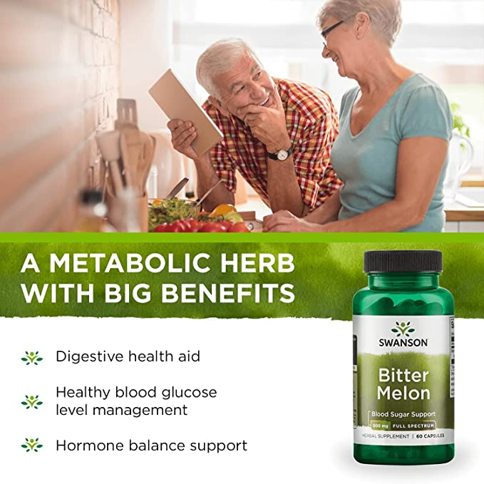 Swanson Full Spectrum Bitter Melon 500mg - Viên uống mướp đắng hỗ trợ đường huyết cho người bệnh tiểu đường 60 viên