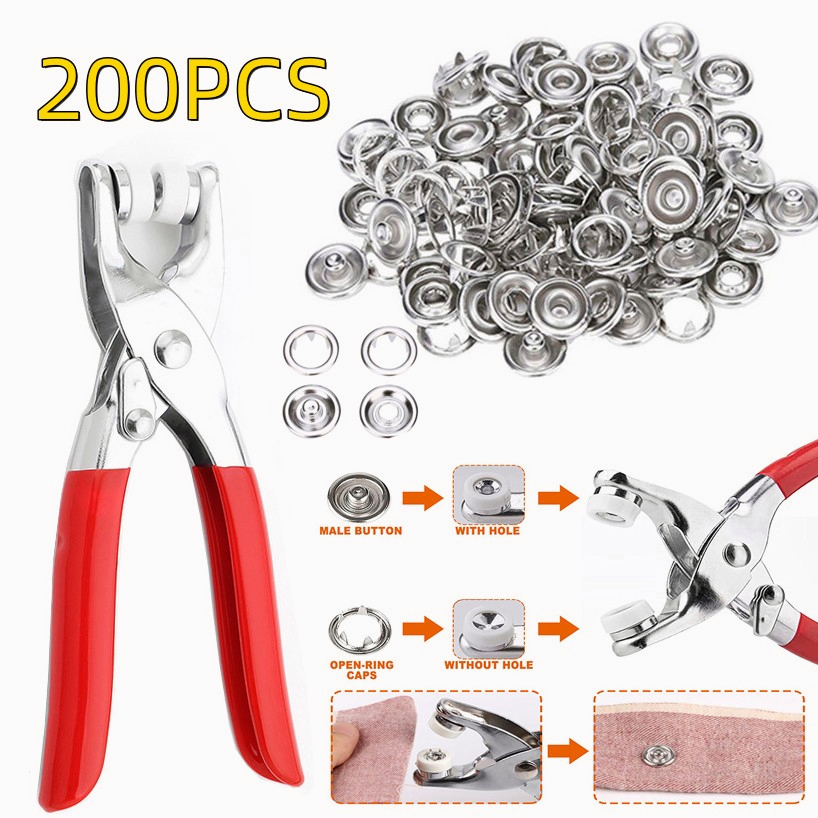 Kìm Bấm Cúc Vành Áo Kim Loại Đa Năng Bộ Kìm Bấm Khuy Kèm Cúc Bấm Thép Không Gỉ, Khoen Ore Quần Áo Tiện Lợi