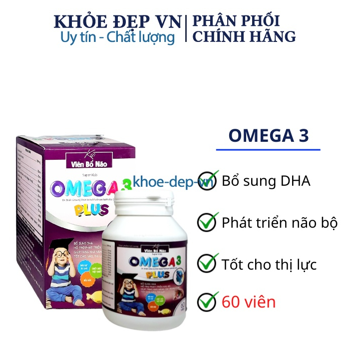 Viên Bổ Não Omega 3 – Bổ sung DHA, Vitamin A, Vitamin D3 - Lọ 60 viên