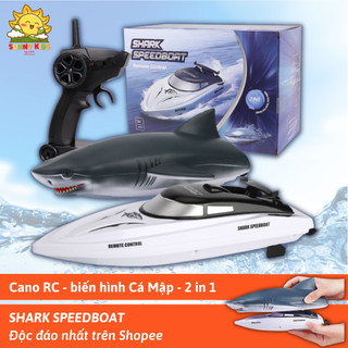 Đồ chơi Cano điều khiển từ xa JJRC RH705, Thiết kế 2 trong 1, Ca nô kèm vỏ Cá Mập độc lạ, PIN sạc, 2.4GHz - Sunny Kids