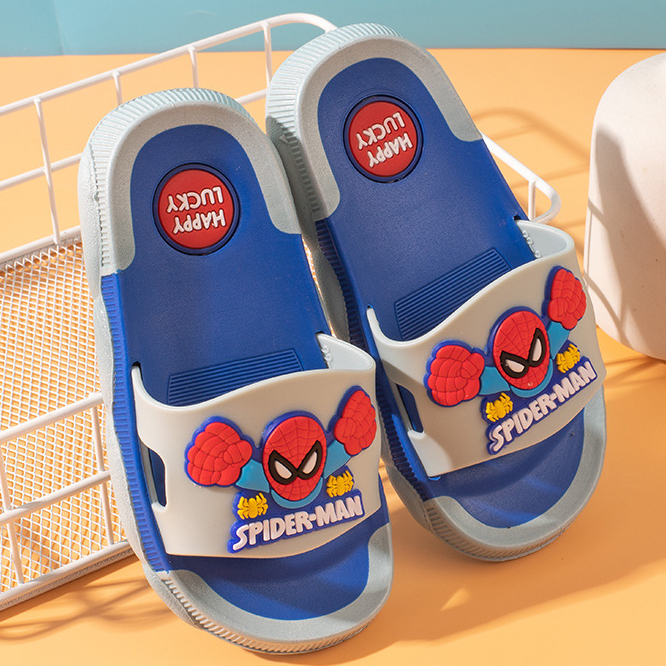 Dép Lê Cho Bé, Dép Bánh Mì Hình Người Nhện, Dép Siêu Nhân Chống Trơn Trượt, Dép Đẹp Màu Xám Cho Bé Trai Từ 3-11 Tuổi