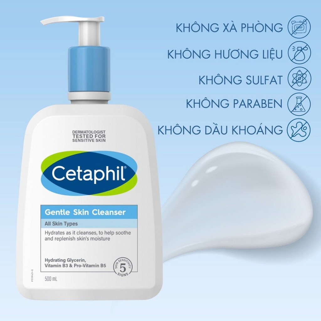 Sữa Rửa Mặt Cetaphil Gentle Skin Cleanser 125ml - 250ml - 500ml - Dịu Nhẹ Không Xà Phòng