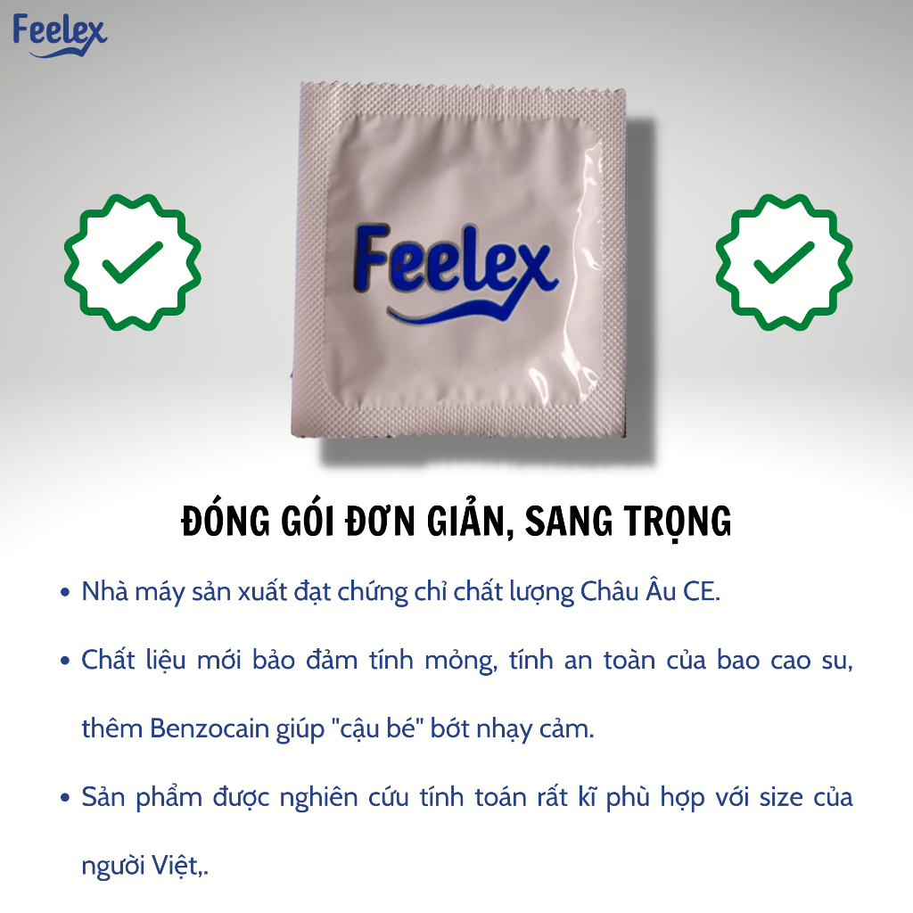 [Bán sỉ] - Thùng Bao cao su Feelex 3in1 Premium gân gai, mỏng, nhiều gel bôi trơn