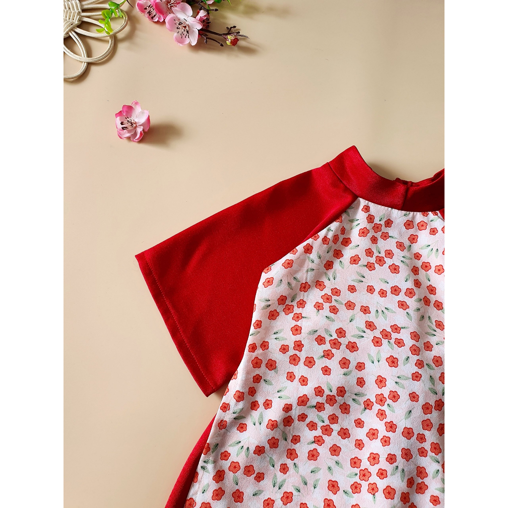 Áo dài cách tân lụa MẸ VÀ BÉ GÁI RIOKIDS kèm mấn diện Lễ Tết, chụp ảnh - AD6