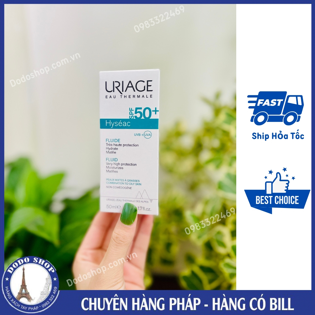 Kem chống nắng Uriage hyseac fluid spf50 dành cho da dầu, da mụn