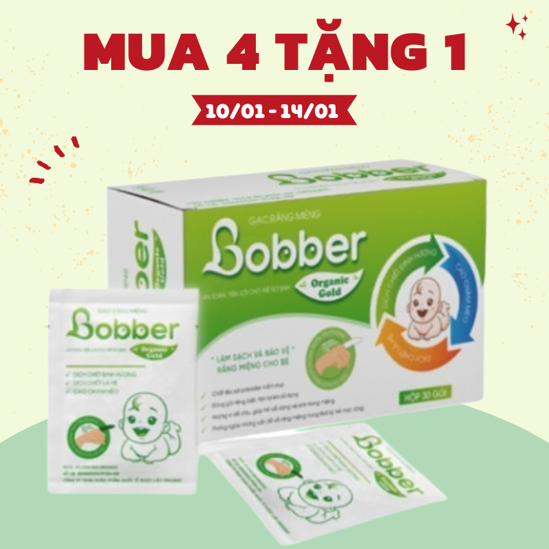 Gạc rơ lưỡi cho trẻ sơ sinh Bobber hộp 30 gói