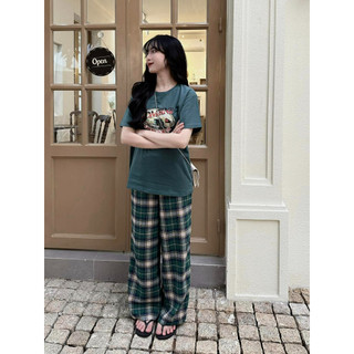 Quần dài sọc caro rút dây lưng thun