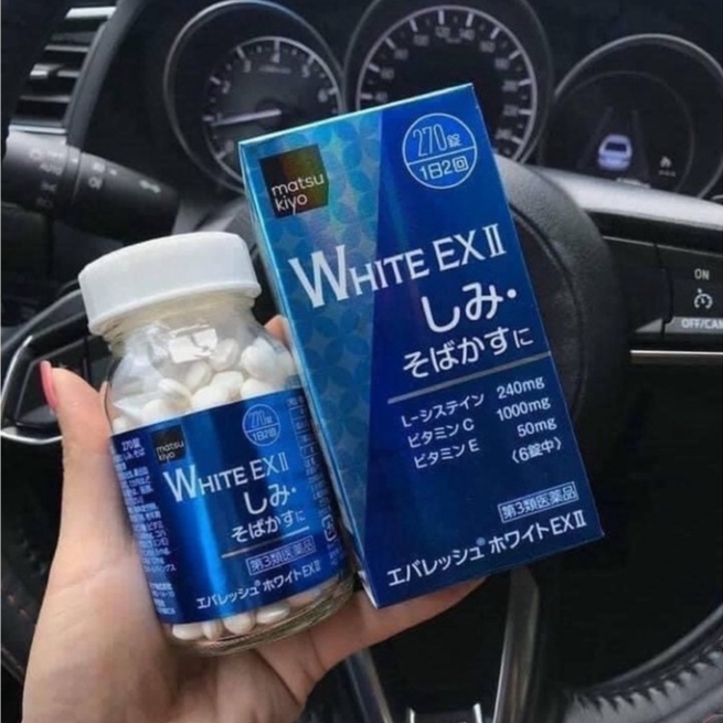 Trắng da White EX viên uống trắng da mặt body mờ nám tàn nhang chống lão hoá nâng từ 2-4 tone da-[Tặng máy  massage]