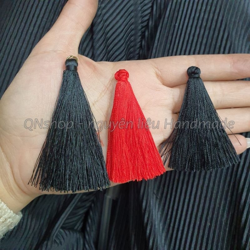 Chúm chỉ tua rua màu đỏ, đen loại dày đẹp làm trang sức, trang trí handmade QNshop
