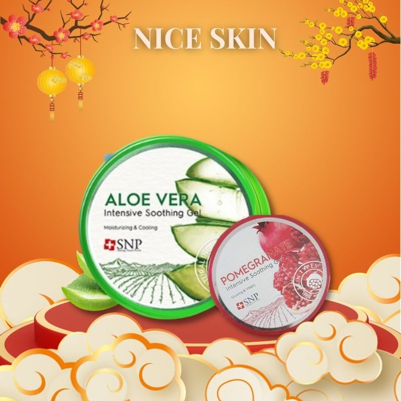 Gel dưỡng ẩm SNP làm dịu da do nắng và dưỡng mềm da 300g chiết xuất lô hội, tổ yến, quả lựu và ốc sên không bết dính