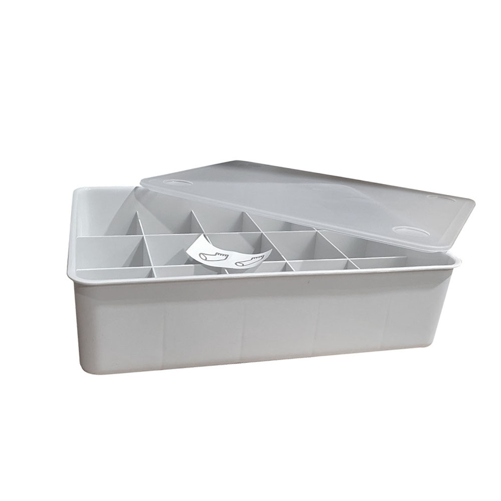 HomeBase PLIM Hộp bảo quản 15 đôi vớ bằng nhựa 23x8.5x30cm màu xám