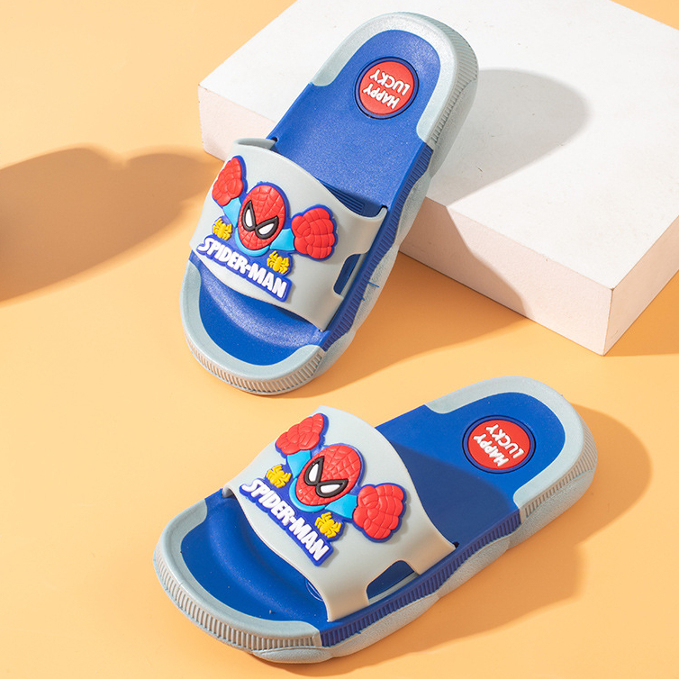 Dép Lê Cho Bé, Dép Bánh Mì Hình Người Nhện, Dép Siêu Nhân Chống Trơn Trượt, Dép Đẹp Màu Xám Cho Bé Trai Từ 3-11 Tuổi