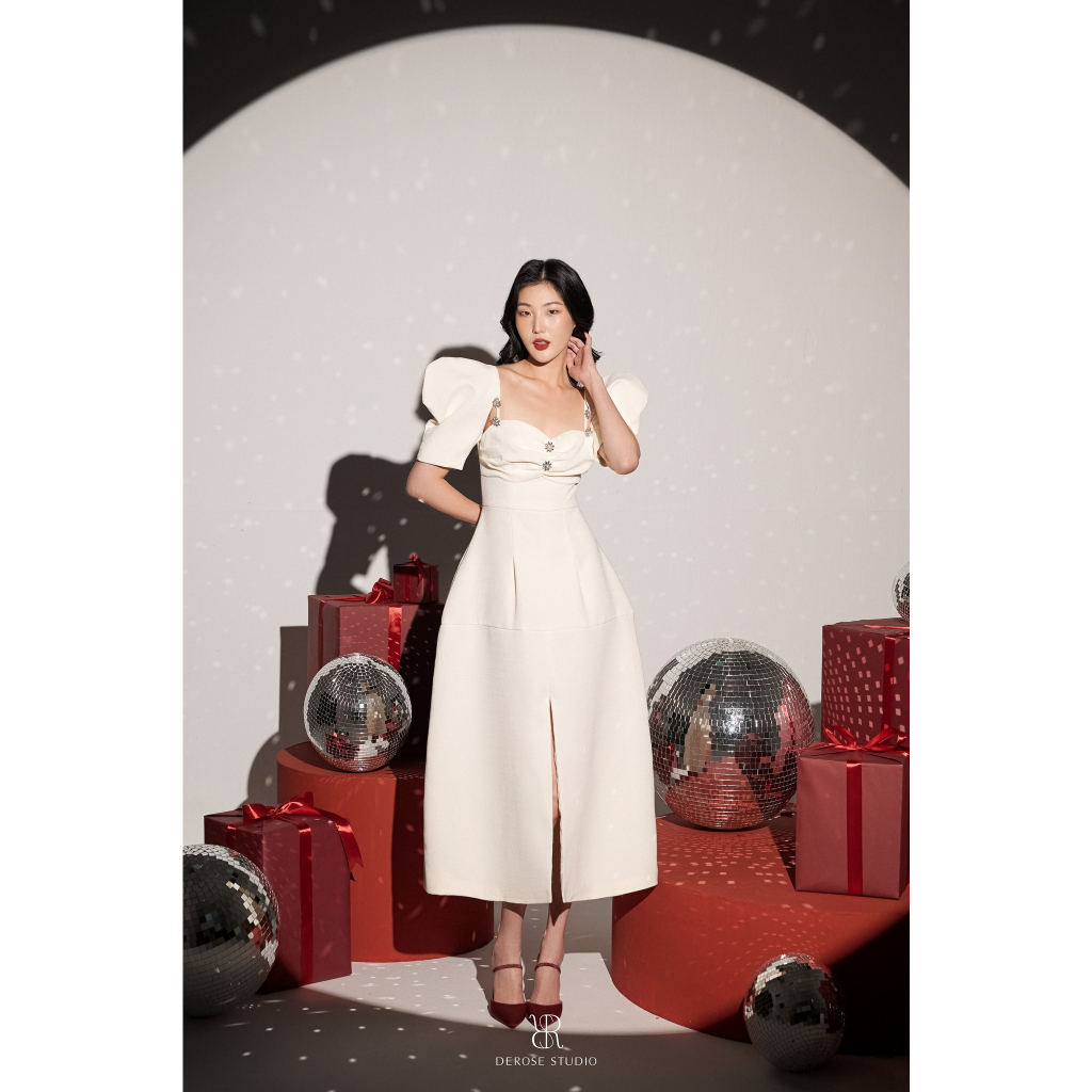 MALLY DRESS - VÁY HAI DÂY TAY BỒNG DÀI XẺ