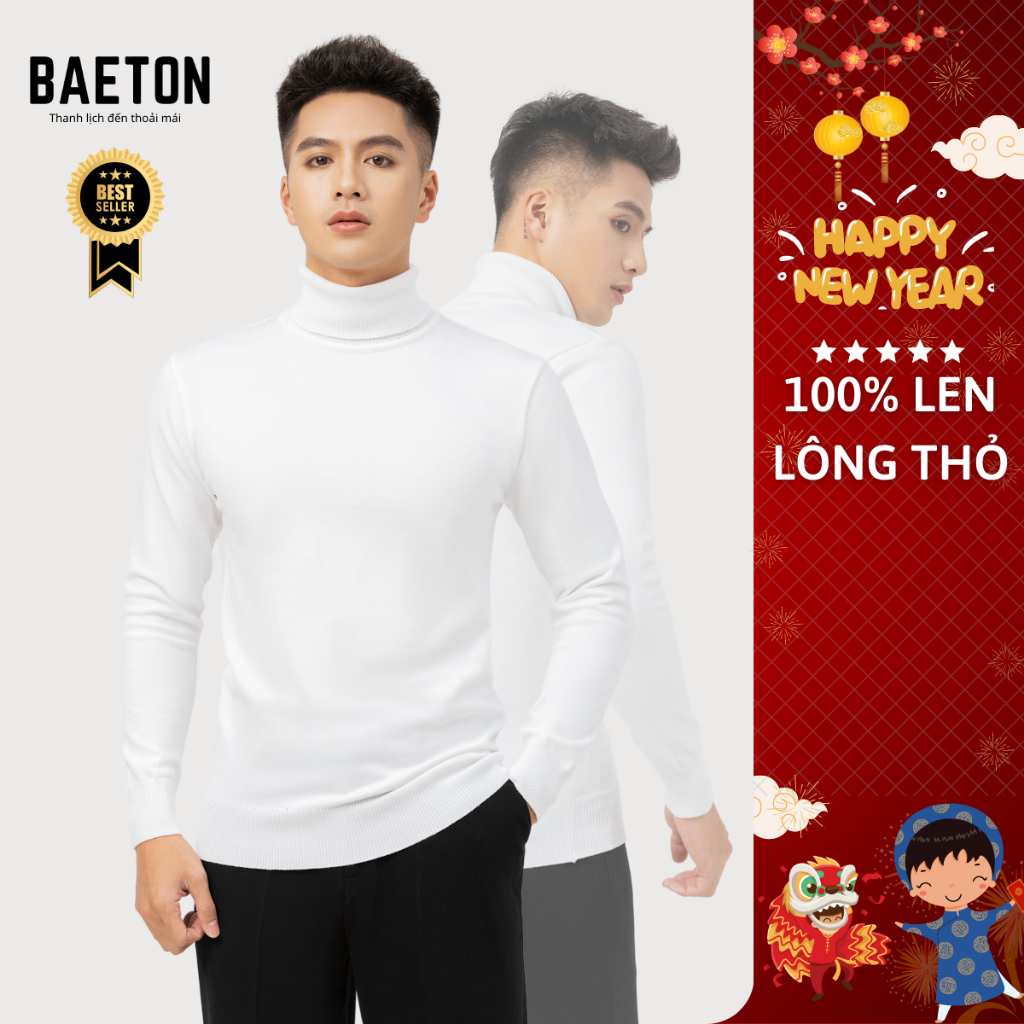 Áo len cổ lọ cao cấp chất liệu lông thỏ 100% siêu mềm, độ dày vừa phải thương hiệu BAETON - L01