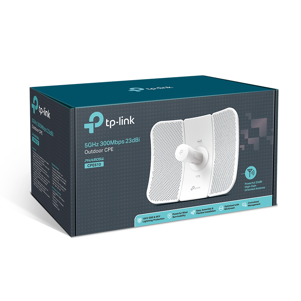 [Mã ELCL12 giảm 9% đơn 300K] Bộ CPE Outdoor TP-Link CPE610 23dBi Tốc Độ 300Mbps Băng Tần 5GHz