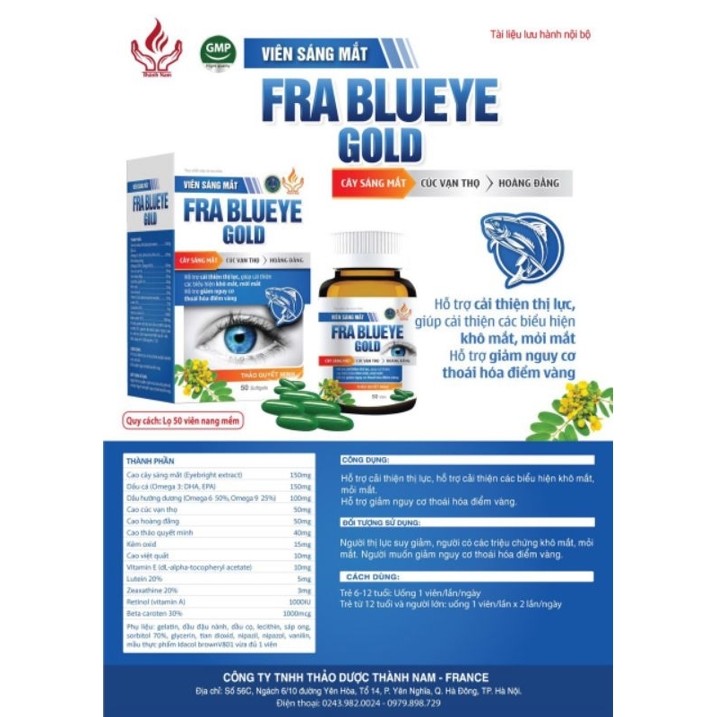 Viên Sáng Mắt FRA BLUEYE GOLD Lọ 50 Viên_ Dược Thành Nam