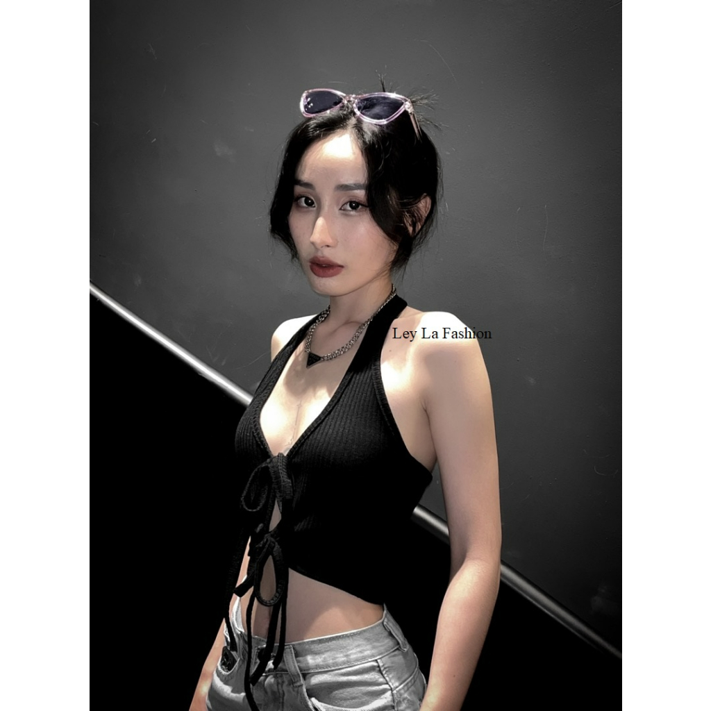 Áo Croptop Đỏ Thiết Kế Tay Dài và áo croptop cột dây sexy đi chơi đi tiệc đáng yêu Phong Cách Sugarbomb.mode